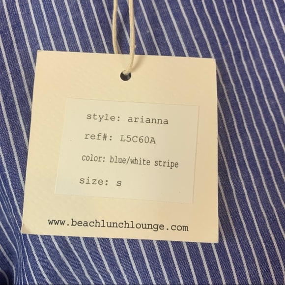 Beach Lunch Lounge Arianna Blue Striped Wrap Bell Sleeve Top - Picture 7 of 9